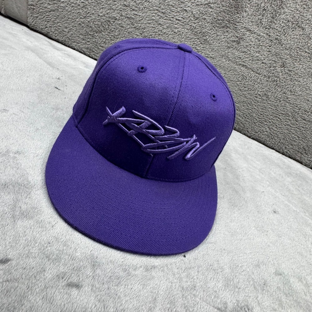 KR3W Mens Purple Flat Brim Snapback Hat‎ Embroidered Logo Streetwear Cap